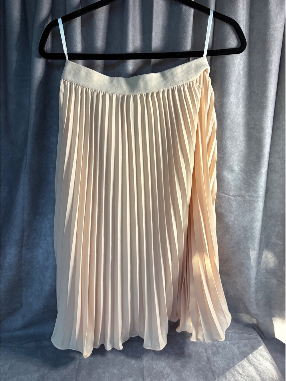 NWT Kate Kasin Pleated Midi Skirt Blush Pink Chiffon Elastic Waist Size S